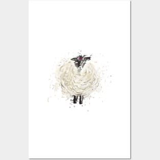 Fuzzy Sheep with Floral headdress Posters and Art